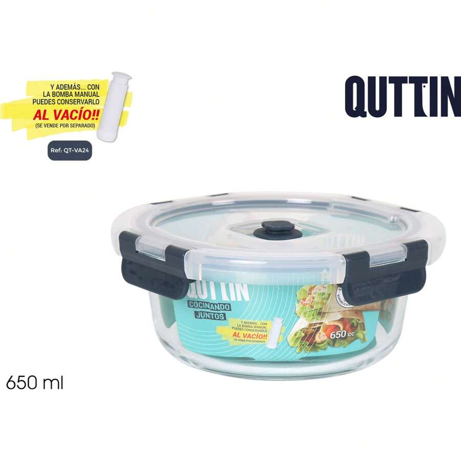 Quttin | 带真空封盖的圆形密封午餐盒 17X7.1CM - 多功能紧凑型圆形午餐盒 - 带密封盖的圆形午餐盒 - 可盛放新鲜安全食物的圆形午餐盒 - 旅行的理想午餐盒学校用品，返校