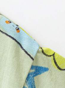 mini bala 2024夏季新款男童柔軟透氣連身衣，嬰兒工作服爬行服 - 綠色 - 查看 7