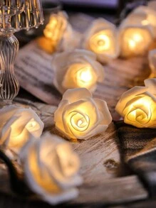 1 件 1.5/3/6 米 LED 玫瑰花串灯，带暖白光，非常适合婚礼、求婚、派对、居家、花园、户外、露营、节日、圣诞节、节日、公主卧室、情人节装饰（不含电池）、圣诞节 - 白色 - 查看 7