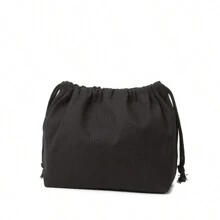 Canvas Large Capacity Solid Color Inner Compartment Tote Bag - Black - View 2