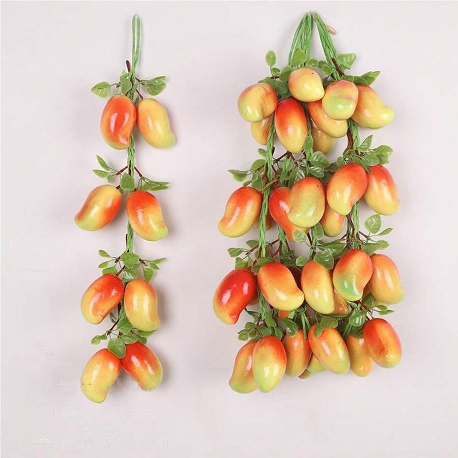 1 pezzo/5 pezzi Decorazione con frutta e verdura finta a stringa, modello di verdura a parete appeso, finto ornamento di verdura per la casa, decorazione appesa in plastica - Mango - Visualizzare 1