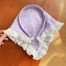 1件装多色可爱格子方巾发带，法式乡村风格蕾丝边休闲头巾，适合各种场合，发带，发箍，头饰，礼品发饰 - 彩色 - 查看 13