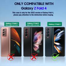 cenmaso 適用於 Samsung Galaxy Z Fold 4 手機的保護殼，超薄啞光噴油皮膚感材質，固色外殼式樣 - 金色 - 查看 4
