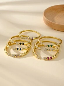 1 chiếc Vòng tay nữ mạ vàng 18k nhiều màu CZ Valentine, Quà tặng trang sức sang trọng cho ngày hẹn hò, Ngày lễ tình nhân, Mẹ, Mẹ, Ngày của Mẹ, Quà tặng - vòng tay mở - Xem 4