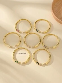 1 chiếc Vòng tay nữ mạ vàng 18k nhiều màu CZ Valentine, Quà tặng trang sức sang trọng cho ngày hẹn hò, Ngày lễ tình nhân, Mẹ, Mẹ, Ngày của Mẹ, Quà tặng - vòng tay mở - Xem 5