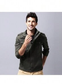 Men Jackets & Coats - Army Green - View 4