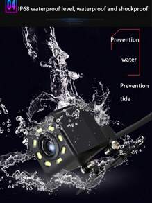 高清夜視汽車後視鏡備用攝像頭，汽車後視鏡鏡頭，正方形LED防水備用影像攝像頭 - 黑色 - 查看 7