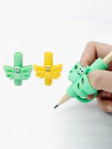 2/4pcs Green TPR Butterfly Shaped 3-Finger Pencil Grip Correction Tools, Writing Training & Educational Supplies, Ergonomic Design - Multicolor - View 16
