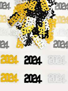 1包裝2024黑色、金色和銀色桌面裝飾紙巾，適用於新年派對、婚禮、生日週年慶典和節日裝飾。 - 銀色 - 查看 4