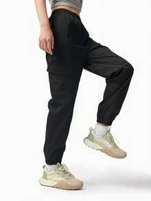 TECTOP 女士撞色徑步健行運動褲，輕量速乾防水運動褲，可穿戴於運動場、休閒室外和健身房，適用於運動服裝 - 黑色 - 查看 5