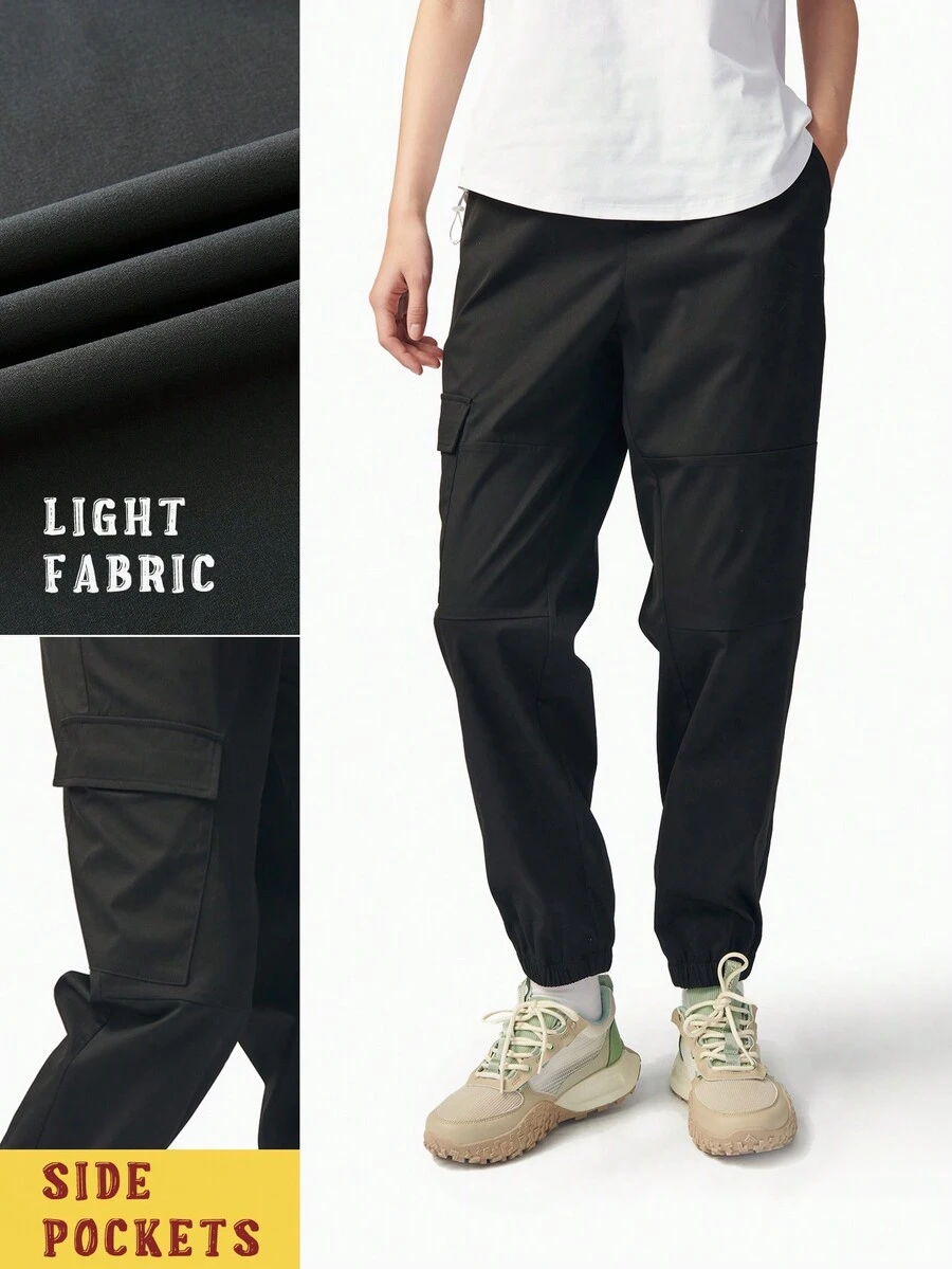 TECTOP 女士撞色徑步健行運動褲，輕量速乾防水運動褲，可穿戴於運動場、休閒室外和健身房，適用於運動服裝 - 黑色 - 查看 1