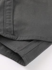 LEDUNTINO [春夏] 男士时尚纽扣休闲户外衬衫 纯绿色 运动 工装 男友礼物 男士长袖春秋衬衫上衣 多色 双口袋 翻领衬衫春秋装 - 深灰色 - 查看 8