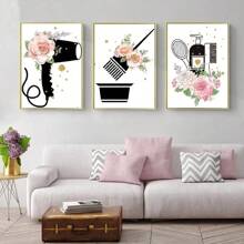 YIKES 3PCS Hair Salon Poster Prints Hairdresser Beautician Nail Wall Art Pictures Nordic Canvas Painting For Beauty Salon Barber Shop Decor Frameless - Multicolor - View 6