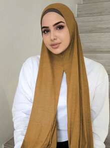 1pc Women's Solid Color Comfortable Stretchy Scarf Hijab Headscarf, Fashionable And Simple, Convenient, Suitable For All Seasons For Abaya Daily Under Cap Veiled Clothes