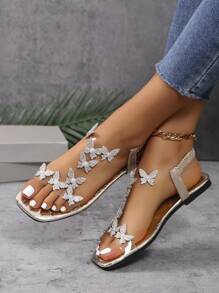 Square Head Silver Butterfly