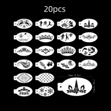 20入組舞臺妝臉部彩繪模板，空心眼角塑料繪圖板適用於人體DIY藝術，PET材料可水洗重複使用 - 白色 - 查看 5