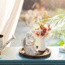 1個鄉村風格木托盤 - 圓形木製服務托盤, 裝飾托盤, 古董中心點蠟燭盤, 農家風格長腳凳托盤, 適用於廚房台面和咖啡桌的家居裝飾 - 棕色 - 查看 11