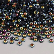 1000顆4mm扁平後背半圓形樹脂珍珠AB鑲嵌水鑽，DIY手工藝品適用於玻璃、杯子、指甲、鞋子、配件裝飾 - 彩色 - 查看 13