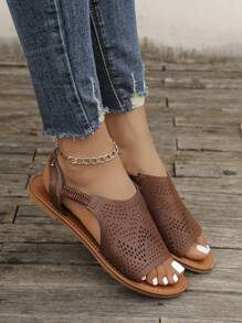 2024 Dép đế bằng thoải mái mới dành cho nữ, phong cách Âu Mỹ, Giày đi biển hở mũi, gót thấp, Dép cỡ lớn thoải mái cho mùa hè. - Nhiều màu - Xem 4