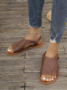 2024 Dép đế bằng thoải mái mới dành cho nữ, phong cách Âu Mỹ, Giày đi biển hở mũi, gót thấp, Dép cỡ lớn thoải mái cho mùa hè. - Nhiều màu - Xem 5