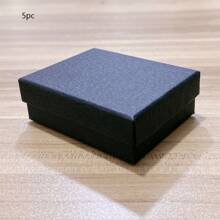 1/5/10入組戒指盒，手鍊，珠寶包裝盒，吊墜項鍊，荔枝紋飾品盒，耳環，小紙盒 - 黑色碎皮紋 - 查看 16