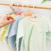 30/25/20/15/10/5pcs Multi-Functional Children Hangers, Baby Small Clothes Drying Rack, Non-Slip Newborn Clothes Hanger For Home Use - Pink - View 8