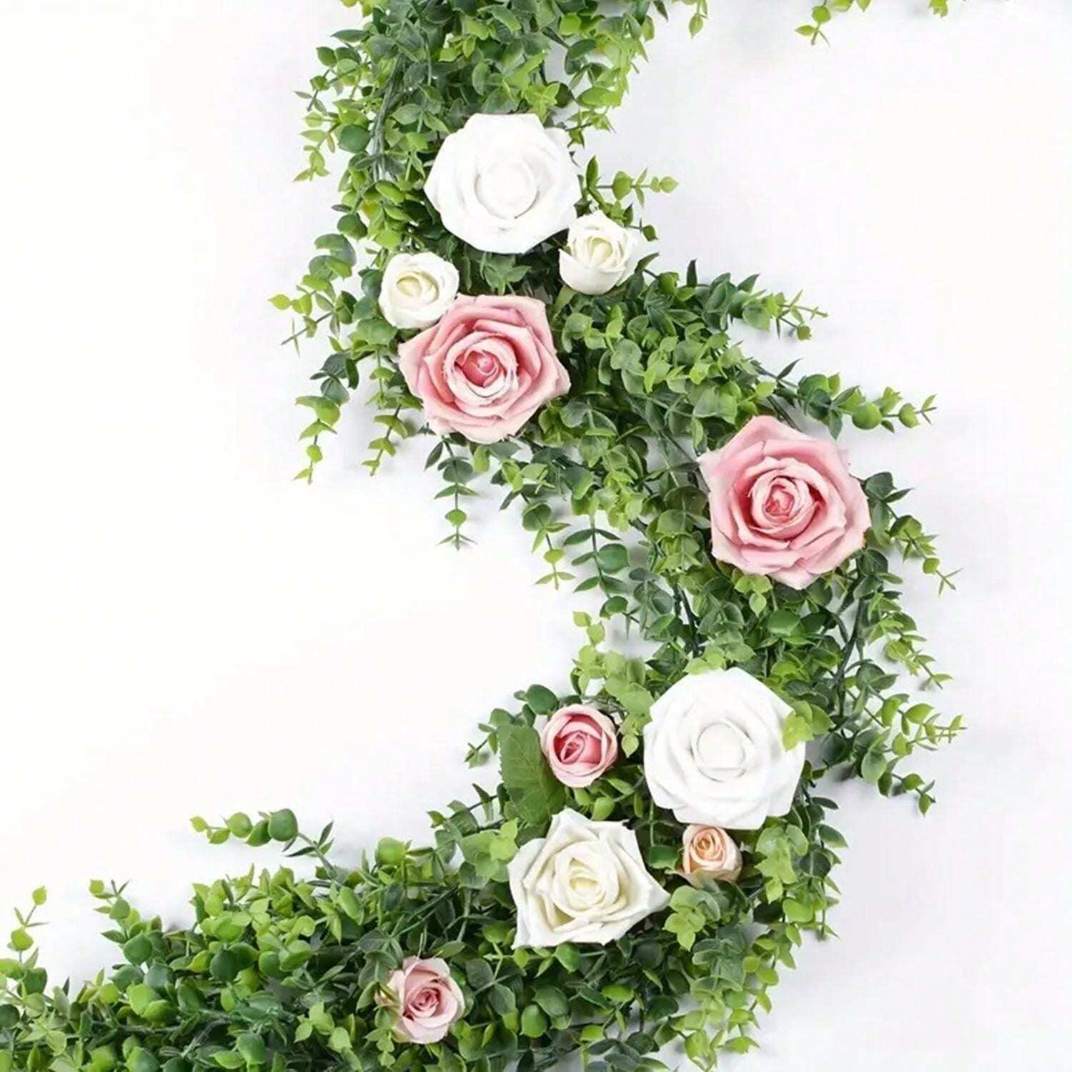 Rami Artificiali Di Eucalipto Verde Finto, 110 Cm, 2 Pezzi, Con Foglie In Tessuto, Decorazione Per Casa E Matrimoni