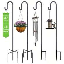 1pc Shepherd-Hooks Adjustable For Bird-Feeder Lantern Plant-Hook Garden-Stake - Plant Stand Hanger For Outdoor Flower Basket, Bird Feeder Hanger Weddings Decor(42cm/76cm/96cm/116cm) - Black - View 10
