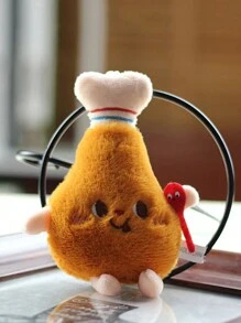 1 pieza Colgante de peluche con diseño de hamburguesa, perro caliente, pierna de pollo y papas fritas, adorno colgante creativo para mochila, decoración del hogar