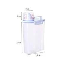 1/4入組 5.5磅米穀密封乾糧儲存容器，帶倒口，加厚塑料透明食品儲存盒，米麵杯，麵粉零食收納盒 - 藍白色 - 查看 4