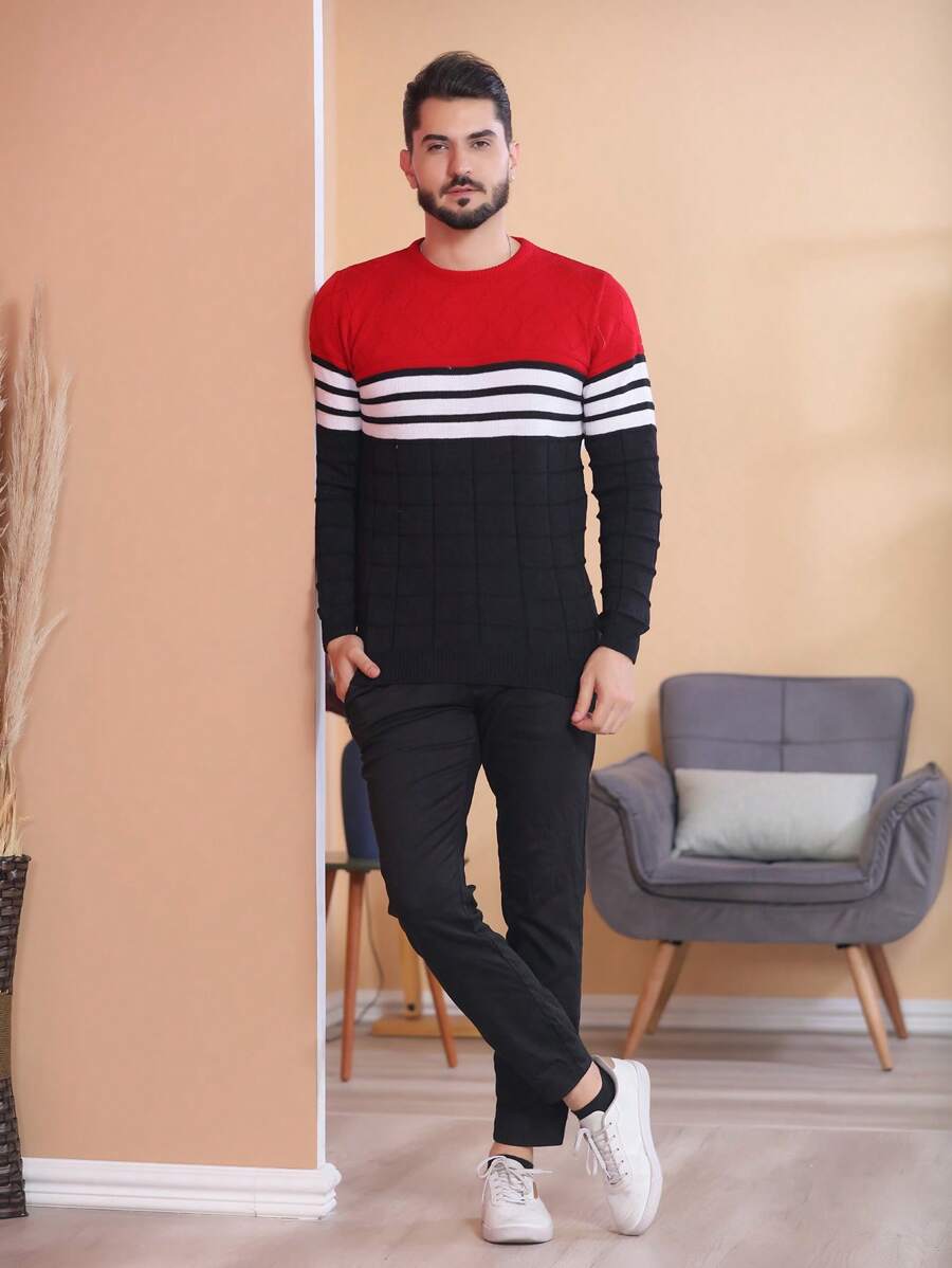 Men Sweaters - 紅色 - 查看 1