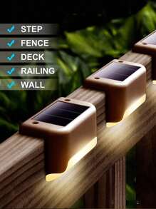 4 قطع ضوء السلم / الساللم الشمسي ، أضواء السلالم الخارجية المقاومة للماء مع التحكم في الإضاءة ، أضواء الطاقة الشمسية للسطح ، للسلالم الخارجية ، والسياج ، والحديقة ، والشرفة ، والفناء والممر الزينة - أضواء LED دافئة للخارج هدايا عيد الهالوين عيد الميلاد