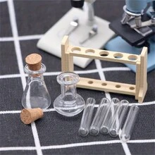 9pcs/Set Mini Simulated Glass Test Tube Measuring Cup Set, Miniature Laboratory Scene Props For Model Making, Decoration Accessories, Miniature Science Ornament - Multicolor - View 2