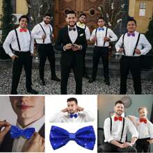 1x Shiny Sequin Bowknot, Glitter Sparkly Bowtie, Sparkling Adjustable Pre-Tied Bowknots, Glittering Clown Dicky Dance Bowknot For Fancy Dress Costume Party Carnival - Multicolor - View 2