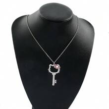 Sanrio 1 pieza Collar de Hello Kitty con colgante lindo de gato de la marca Sanrio, accesorio de figura de anime de dibujos animados, regalo dulce para niñas