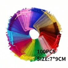 100pcs Organza Gift Bags, 7*9cm Size, Suitable For Weddings, Candy Favors, Gifts, Parties, Home Decor, Baking, Jewelry, All Seasons And Celebrations - Multicolor - View 18