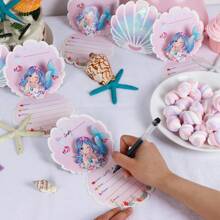 Tarjeta de invitación a fiesta de cumpleaños de sirena colorida, 12*11cm, Navidad