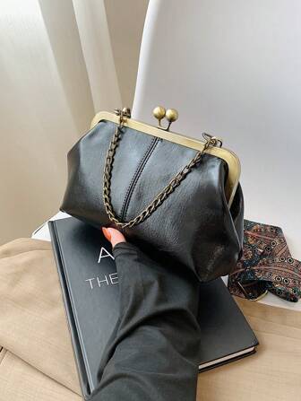 Bolso de hombro negro retro de moda, bolso cruzado con correa de estilo bohemio, bolso de mano de unicolor para mujer, perfecto para combinar con trabajo, viaje, compras de citas. Regalo del Día de la Madre / regalo para chica