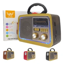 Radio Am Fm Usb Retro Vintage Pilha Bateria E Tomada - Caixa Som Estilo Antigo Madeira - Multicolorido - Visão 2