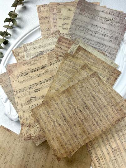 1pc 30 Sheets Retro Manuscript Letter Background Material Paper For Junk Journal, Scrapbook, Collage Decorative Craft Back To School