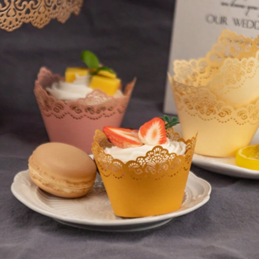 5 Chiếc, Phong Cách Châu Âu Cắt Laser Rỗng Nướng Bao Bì Hoa Cụm Giấy Cupcake Biên Giới Tự Làm Bánh Muffin Ly - Số lượng - Xem 1