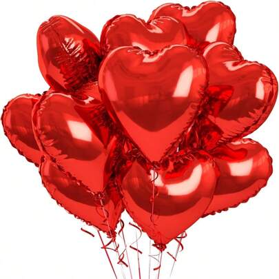 5 piezas/10 piezas, Globos de aluminio en forma de corazón rojo de 18 pulgadas, excelente para decoración de fiesta de cumpleaños de San Valentín, boda, compromiso, celebración de festivales, pequeño regalo creativo, suministros de fiesta de cumpleaños, suministros de decoración de fiesta