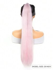 Cabello trenzado colorido con gomas elásticas como extensiones de cabello para mujer, trenza rosa morada con degradado y coleta sintética - Rosa Pálido - Ver 6