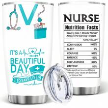 1 PEÇA Presente para Enfermeiras, Copo Térmico Isolado Tipo Garrafa com Tampa, Fatos Nutricionais de Enfermeira - Presente de Apreciação de Enfermeiras, 20 OZ (590ml)