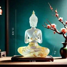 1pc Matte Buddha Statue Ornament, Sculpture Handicraft, Resin Craftsmanship, Zen Decoration, Meditation Sitting Posture, Buddha Statue Home Decoration, Spring Festival Decoration, For Home Room Living Room Office Decor Best - White - View 12