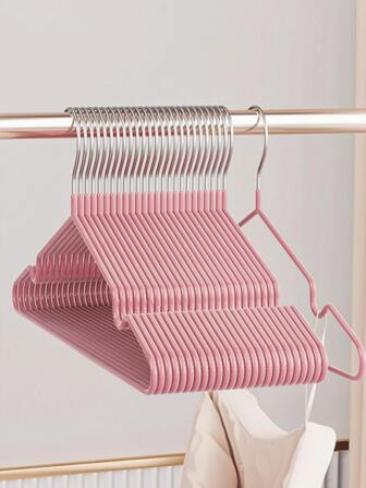 10pcs Hadfield Steel Clothes Hanger,Multi-Color Option,Spring,Minimalist,Summer Tops
