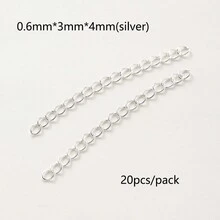 20入組銀5cm延伸鏈條抗褪色尾巴鏈條項鍊手環腳錬製作 - 銀色 - 查看 15