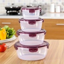 1pc/2pcs/3pcs/4pcs Purple PP Transparent Airtight Food Storage Containers, Leak-Proof Design For Fridge & Microwave - Purple - View 10