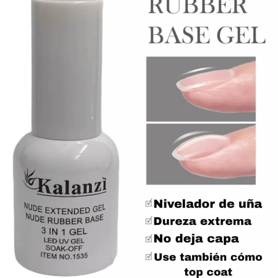 Base rubber 3 en 1 clear kalanzy nivelador para uñas 1pz - transparente - Ver 1