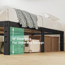 1pc,  Bed Frame With Wide Wood Slats / 18 Inch High Cal King Heavy Duty Metal Mattress Foundation/Noise-Free Platform/No Box Spring Needed/Easy Assembly